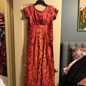 Vintage Hawaiian Red Floral Dress